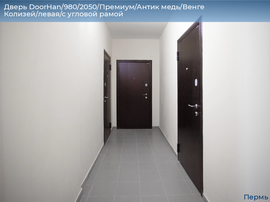 Дверь DoorHan/980/2050/Премиум/Антик медь/Венге Колизей/левая/с угловой рамой, perm.doorhan.ru