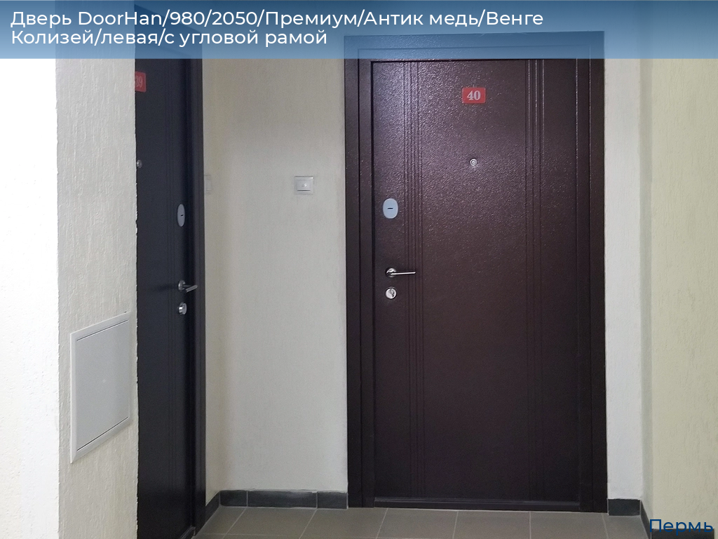 Дверь DoorHan/980/2050/Премиум/Антик медь/Венге Колизей/левая/с угловой рамой, perm.doorhan.ru