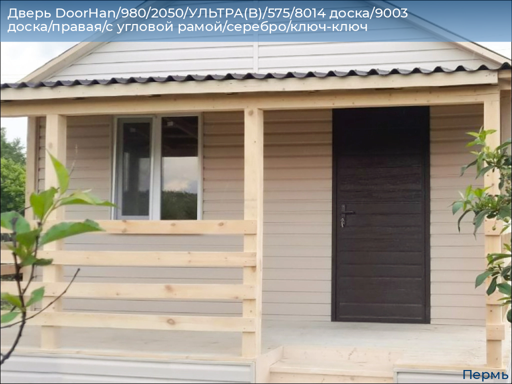 Дверь DoorHan/980/2050/УЛЬТРА(B)/575/8014 доска/9003 доска/правая/с угловой рамой/серебро/ключ-ключ, perm.doorhan.ru